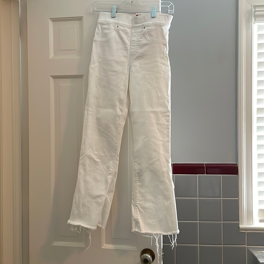 SPANX white flare jeans. Size XS